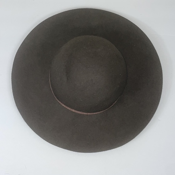 100% wool deep olive green wide brim hat women one size - Picture 5 of 8